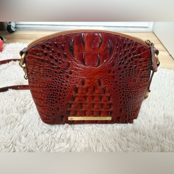 BRAHMIN MINI DUXBURY CROSSBODY-Croc-Embossed Leather Crossbody Bag - Picture 1 of 9